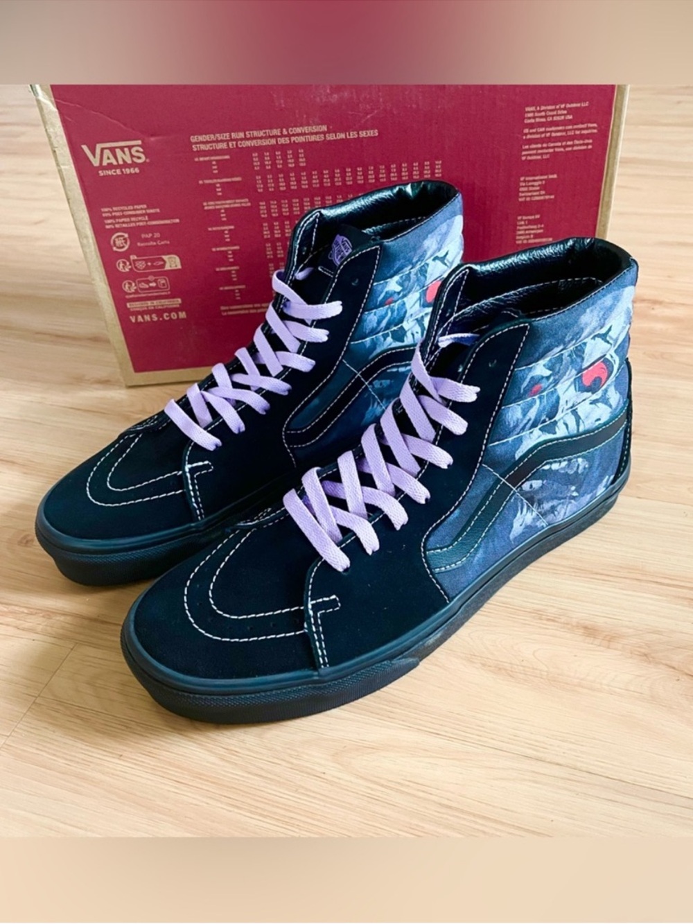 Vans SK8-Hi Midnight Shift Black Skull' Women 12.0 US Mens 10.5 US - Picture 6 of 13